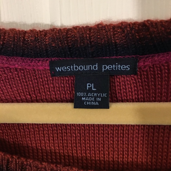 Westbound Petites size large brick and navy muted stripe sweater, lightw… - Picture 5 of 7